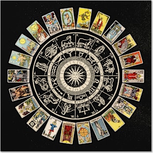 Astrology Wheel & Tarot Tapestry Posters and Art